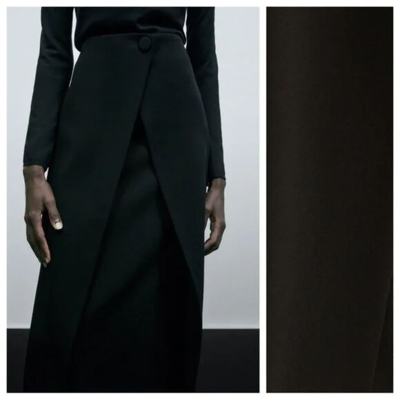 Black Massimo Dutti Pleat Front Long Maxi Skirt (NWT) - Picture 3 of 7